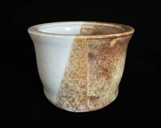 two-toned glazed studio pottery bowl