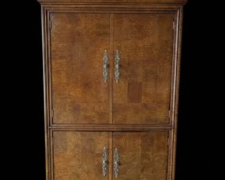 Henredon Mid Century Charles X White Ash Burl Armoire