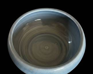 light blue ceramic bowl with crazing