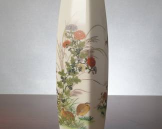 Otagiri Porcelain Vase with Quail and Chrysanthemums