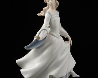 Lladro Porcelain Figurines: Cinderella, Girl with Teddy Bear, Two Girls with Flowers, and Dancer