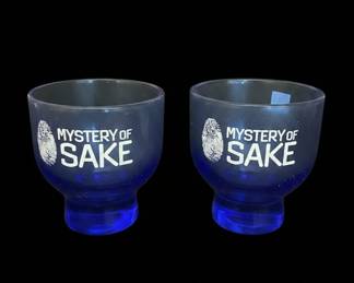 Mystery of Sake Blue Glass Shot Glasses