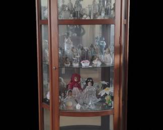 Vintage Curved Glass Curio Display Cabinet