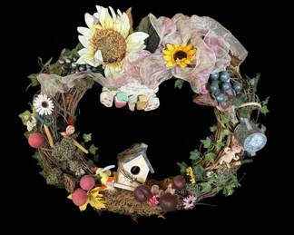 Handmade Decorative Wreath with Sunflowers and Garden Accents