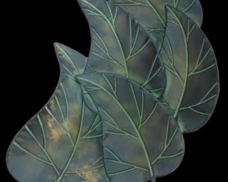 Set of Art Nouveau Style Metal Leaves Wall Decor