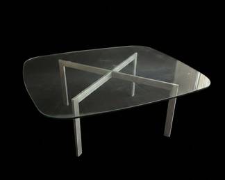 Mid-Century Modern Glass and Chrome X-Base Coffee Table