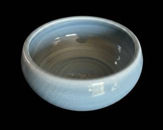 light blue ceramic bowl with crazing