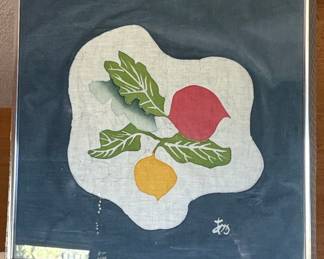 Japanese Woodblock Print of Radishes and Greens