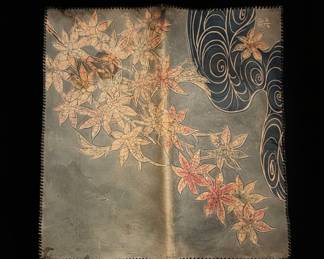 Japanese Leather Folio with Maple Leaf and Swirling Water Design