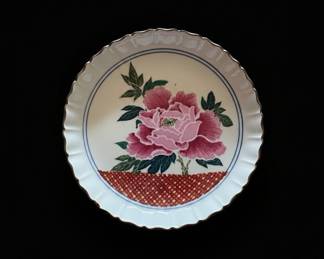 Japanese Porcelain Decorative Plate with Peony Motif