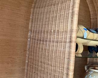 Arched Rattan Etagere with Glass Shelves