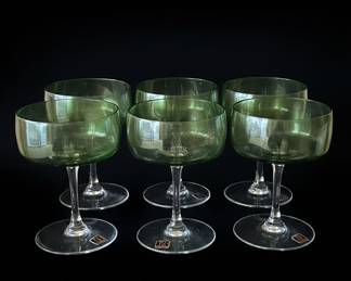 Vintage Jade/Green Coupe Glasses