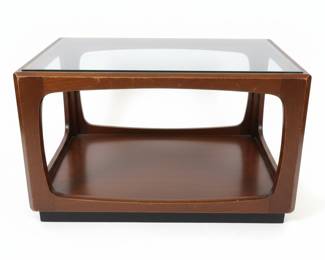 Mid-Century Modern Walnut and Glass Side Table