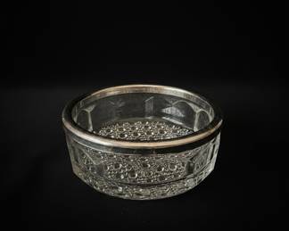 Cut Crystal and Silver Plate Bowl