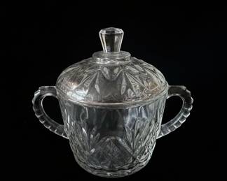 Vintage Anchor Hocking "Prescut" (Pineapple) Glass Sugar Bowl with Lid