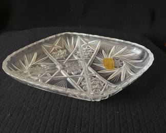 Crystal Relish Dish with Gold Label