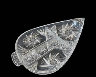 Crystal Relish Dish with Gold Label