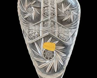 Crystal Relish Dish with Gold Label