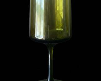 VINTAGE MID CENTURY MODERN GREEN STEMWARE WINE GLASS GOBLETS RETRO AVOCADO