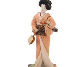 Vintage Japanese Geisha Doll in Display Case