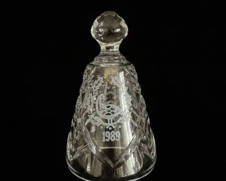 Waterford Crystal "1989" Christmas Bell - Holly and Bird Motif