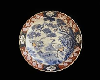 Imari Porcelain Charger with Cranes and Pine Tree Motif