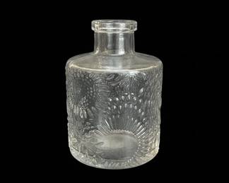 Vintage Embossed Glass Bottle - Floral/Grape Pattern