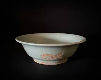 Celadon Glazed Stoneware Bowls and Plate Set