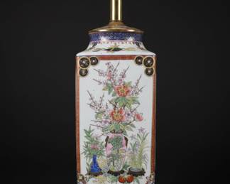 Rose Medallion Porcelain Vase Lamp