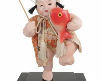 Japanese Kintaro Doll of a Fisherman with Fish