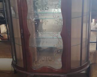 Vintage Art Deco Style Bow Fronted Display Curio-Mahogany