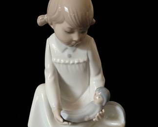 Lladro Porcelain Figurines: Cinderella, Girl with Teddy Bear, Two Girls with Flowers, and Dancer