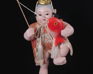 Japanese Kintaro Doll with Fish