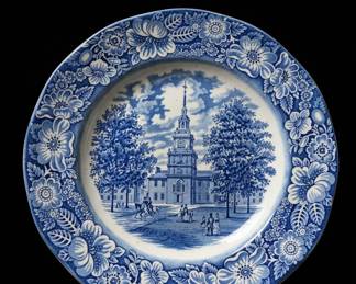 Liberty Blue Historic Colonial Scenes Plate - Independence Hall