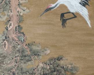 Red-Crowned Crane and Pine Painting