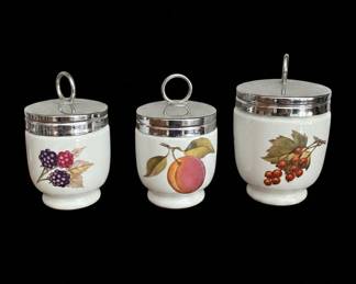 Royal Worcester Egg Cups with Fruit Motifs (Set of 3)