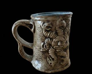 Jim Rumph Pottery Face Tankard Mug With Troll Inside