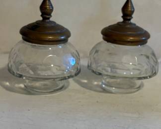 Brass and Glass Double Inkwell