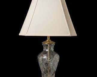 Cut Crystal Table Lamp with Brass Base 