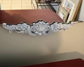 Ornate Giltwood Mirror with Scalloped Edges and Lavender Accents
