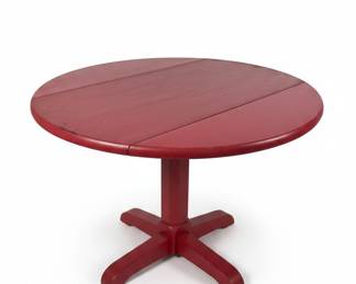 Red Drop Leaf Pedestal Table