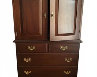 Vintage Solid Cherry Armoire Dresser Combination