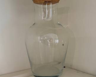 Clear Glass Carafe with Gold Rim and Cork Stopper