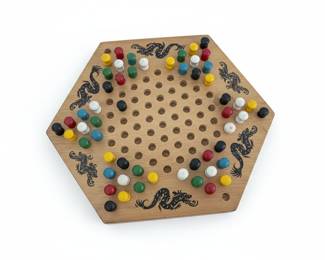Chinese Checkers Board Game with Dragon Motif