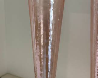 Vintage Pink Iridescent Trumpet Vases (Set of 2)