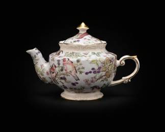 Gracie China by Coastline Imports Blue Bird Chintz Teapot and Cup Set