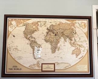 National Geographic The World Lombardi Travels & Genealogy Push Pin Map