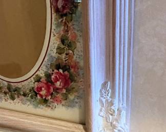 Vintage Oval Photo Frame with Hand-Painted Floral Decoupage