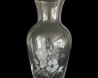 Etched Floral Glass Vase
