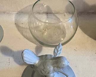 Vintage Bird Finial Glass Jar